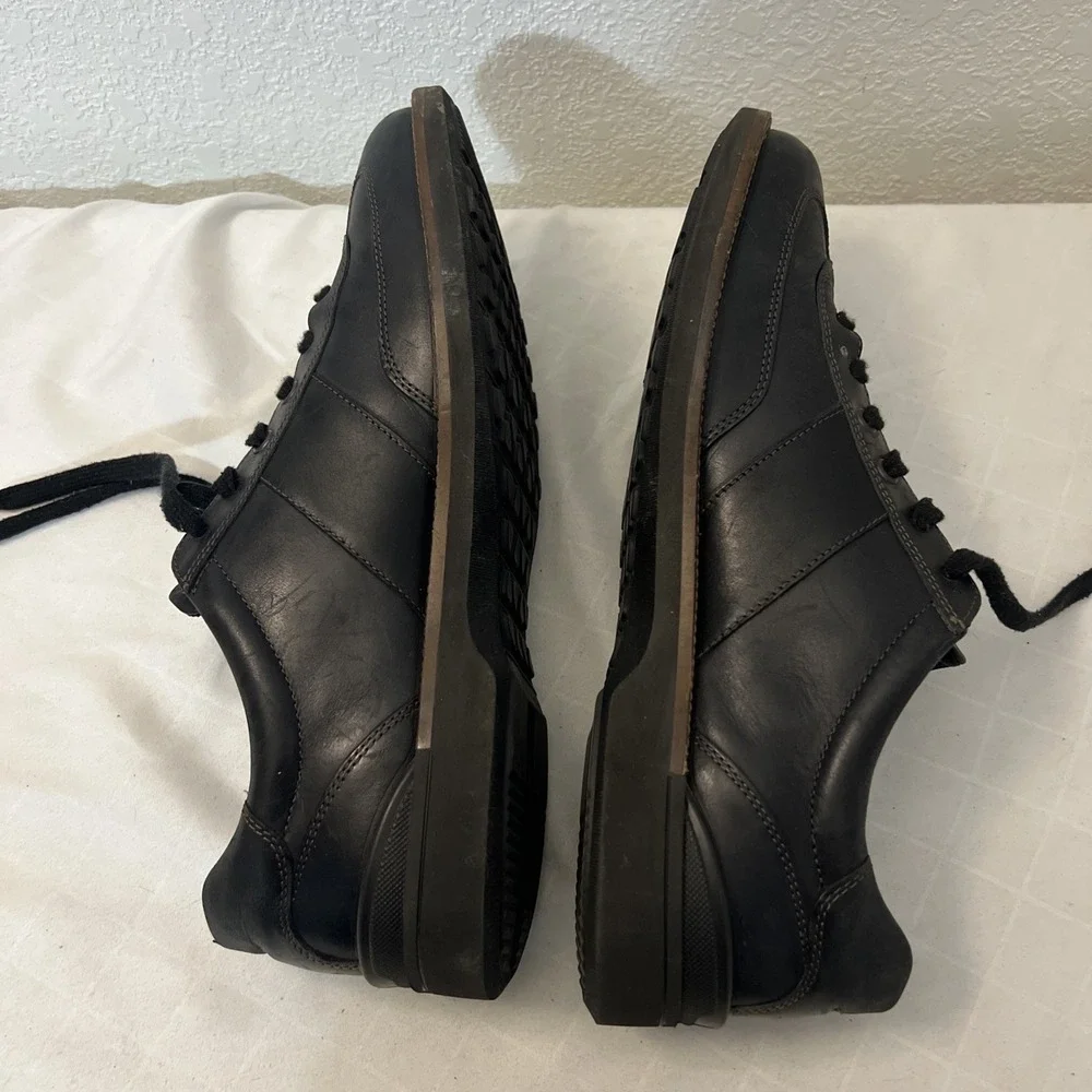 Ecco Mens Leather Fenn Tie Oxford Casual‎ Shoes Black Sneakers EU 47 US 13 13.5